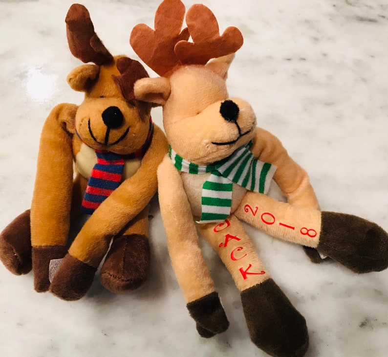 Personalized reindeer plush and cuddly reindeer