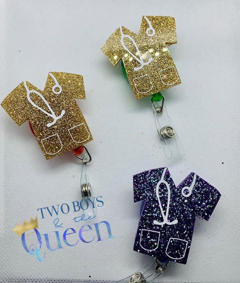 Scrub Top PERSONALIZED Badge Reels Etsy