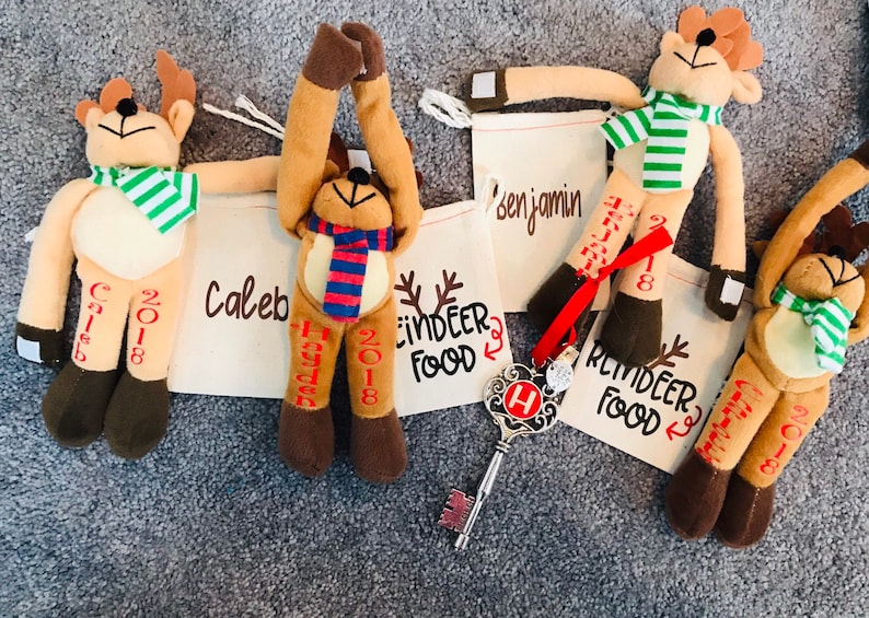Personalized reindeer plush and cuddly reindeer