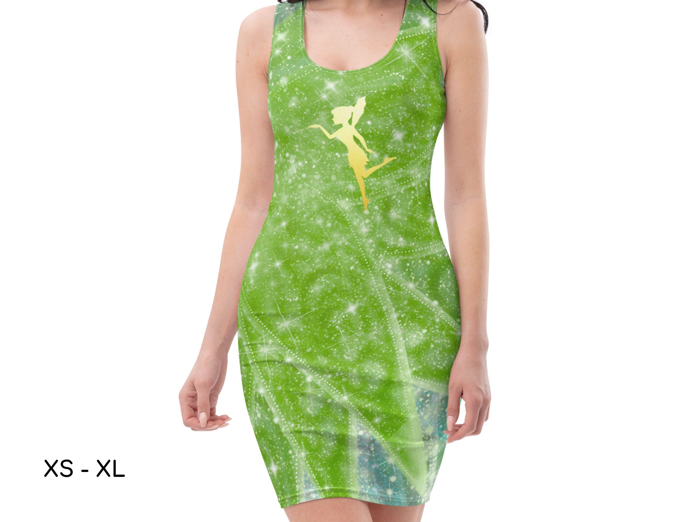 tinkerbell bodycon dress Tinkerbell Forest Fairy Princess Halloween Costume Dress Pixie Elf Leprechaun Skater Flare Fitted Bodycon Cosplay Plus Size Dance Mom Gift