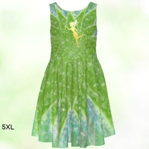 Tinkerbell Kid&#39;s Sleeveless Skater Dress, Fairy, Halloween Costume, Peter Pan, Gift for Her, Gift for Daughter, Cosplay Dress for Girls ++Y