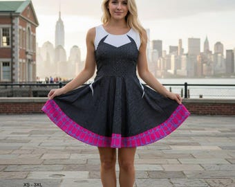 spider gwen skater dress Spider-Man Girls Spider-Gwen Ghost Spider Fleece Skater Dress to - White