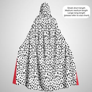 Wrede dame De Vil Unisex Capuchon/Cape Volwassen Halloween Kostuum Cosplay Hoodie 100 Dalmatiërs Zwarte Vlekken Themafeest Halloweenfeest ++Y