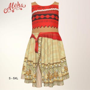 Moana Inspired Sleeveless Skater Dress: Girls Cosplay Costume