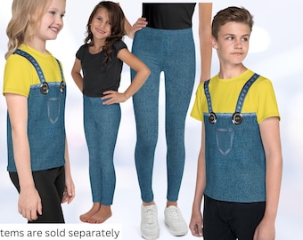 Gele handlangers sportkleding Minion Halloween-shirt voor kinderen en jongeren Cosplay,