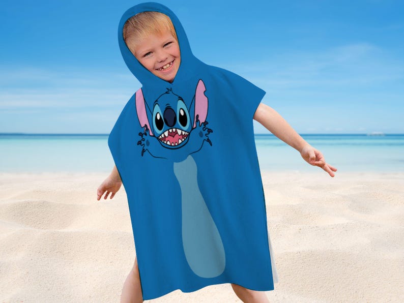 Custom Stitch Hooded Kids Bath Towel: Personalized Terry Cloth Cloak image 6