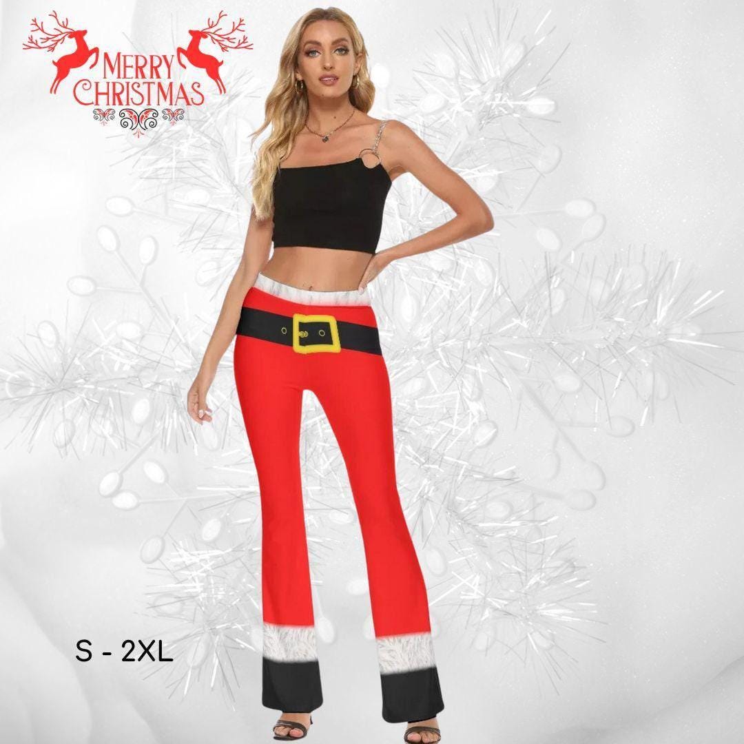 Santa Claus Costume Pants, Christmas Women's Skinny Flare