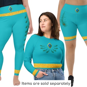 Jasmine Aladdin Inspired Plus Size Sports Clothing, Leggings, Shorts, Recycled Cropped Top, Gift for Her, Cosplay, Christmas Gift, Halloween