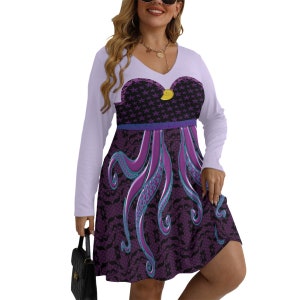 Vestido de patinadora Ursula, vestido de villana marina para correr, disfraz de corredor, media maratón, disfraz de Halloween para adultos, vestido de cosplay BBW ++Y
