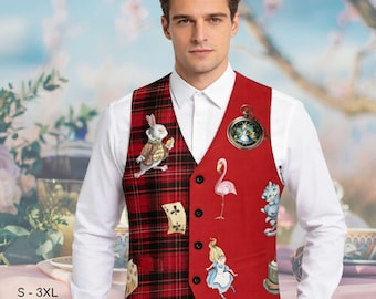 Alice in Wonderland herenvest begrenzend Halloween-cosplay