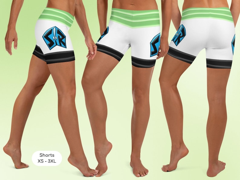 a woman wearing a pair of short shorts