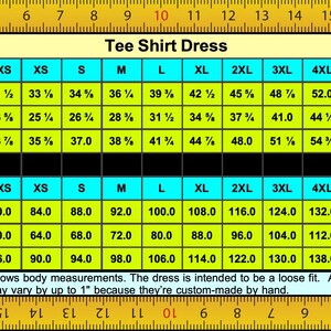 a ruler with a chart of tee shirt sizes