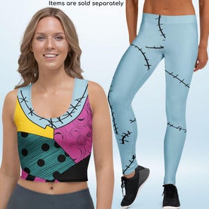 Sally Nightmare Bound Running Costume Sports Bra Crop Top Before Christmas Halloween Cosplay Adult Halloween Costume Not So Scary Party