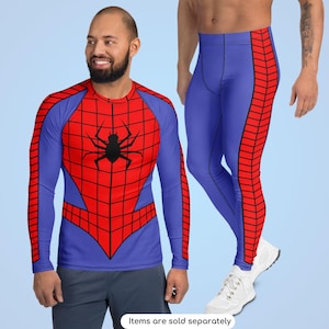 Spider Hero Herren Laufoutfit Gebundenes Laufkostüm HalbMarathon Erwachsene Halloween Kostüm Cosplay Outfit ++Y