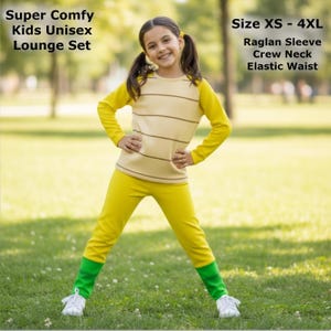 Conjunto de pijama Koopa Troopa con mangas raglán / Mezcla de microfibra y elastano / Dos piezas para niños, tobillos anchos, unisex