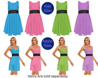 Kids 4XL Blue Anime Girls Cosplay Skater Dress