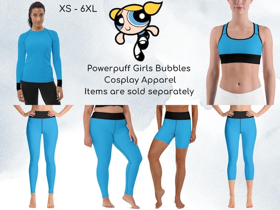 Anime Girls Bubbles Inspired Athletic Clothing, Yoga Leggings, Yoga Capris,  Rash Guard, Sports Bra, Yoga Shorts, 90's Cartoon, Superhero 