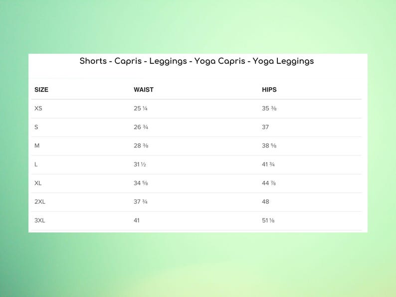 a table that has a chart of the top ten types of leggings