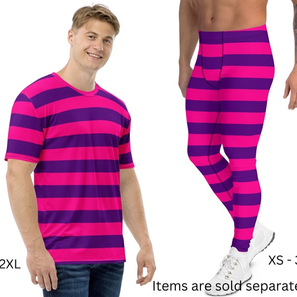 Cheshire Cat Men's T-Shirt & Leggings, Halloween Adult Costume for Men, Cosplay, Gift for Him, Alice in Wonderland, Mad Hatter Tea Party