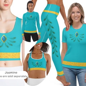 Aladdin Jasmine Princess Sports Set Running Outfit Half Marathon Bound Adult Halloween Costume Cosplay Outfit Magic Carpet ++Y