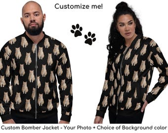 Custom Unisex Photo Bomber Jacket Personalized Comfortable Fleece Zipper Top with Pockets