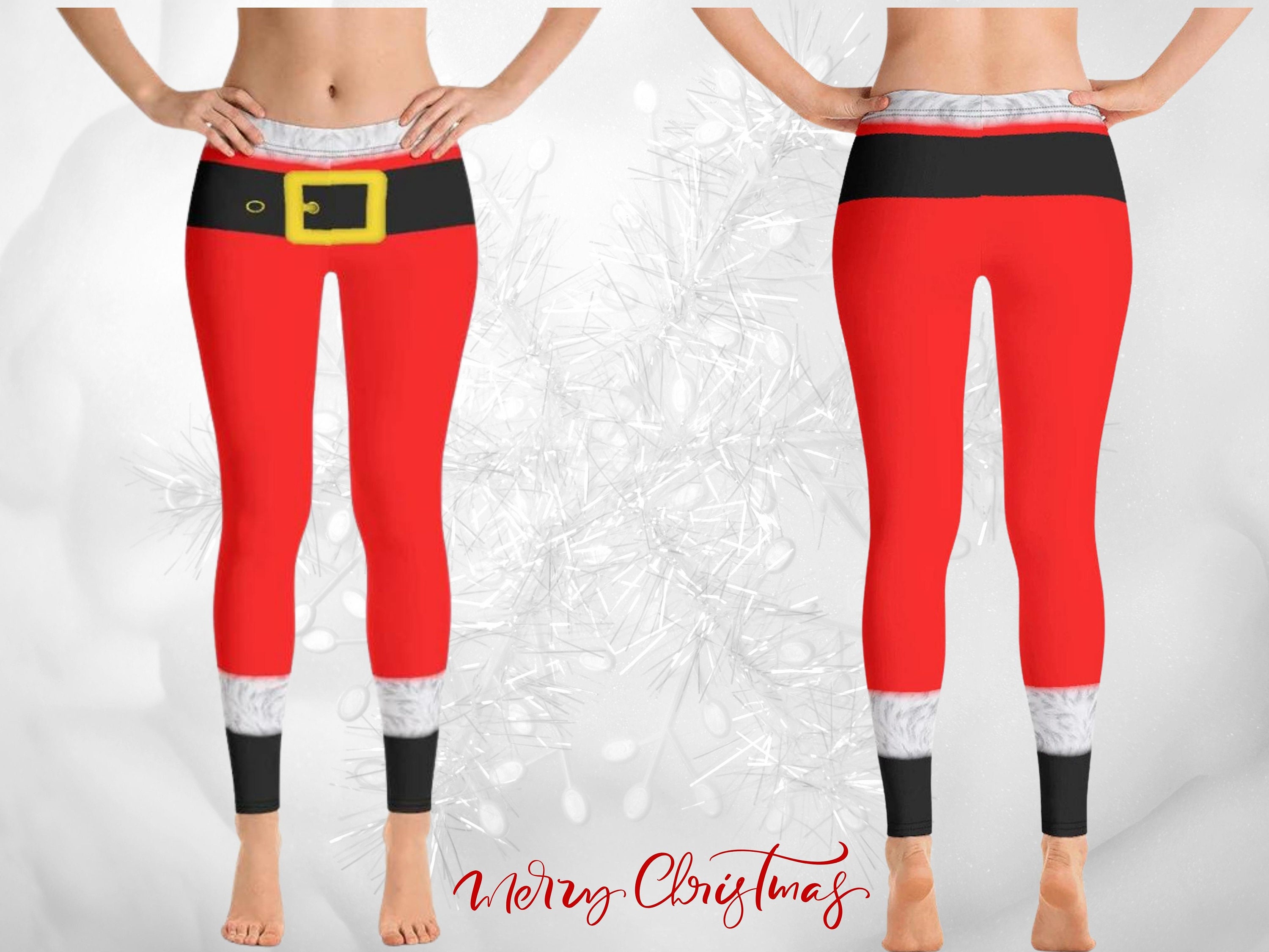 Women's Christmas Dressy Leggings Skimpy Santa Workout Tights