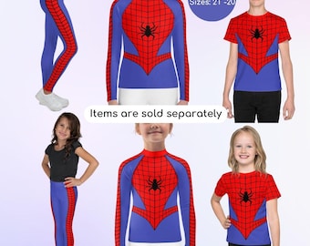 Conjunto deportivo infantil inspirado en el héroe araña, súper, cómics, cosplay,