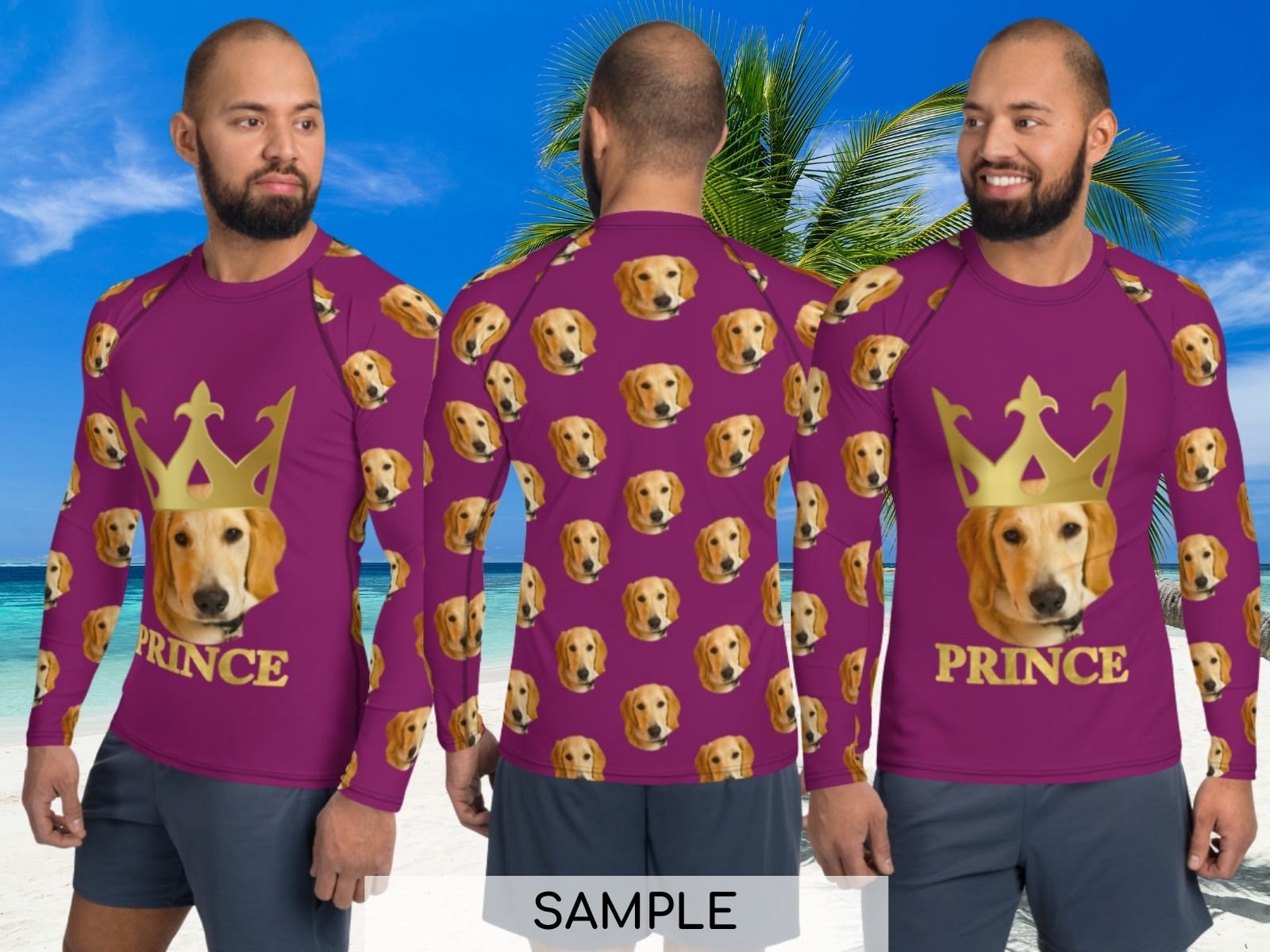 Custom Man Rash Guards Cat Dog Pets Crown Photo Athletic Etsy