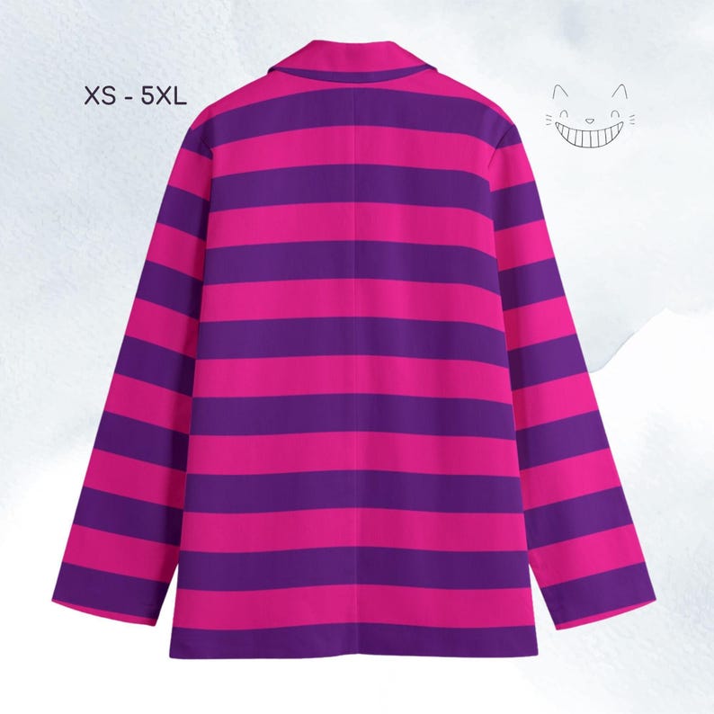 A bright pink and purple striped jacket with long sleeves, as shown in the image.