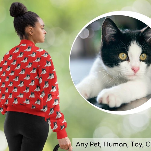 Custom Unisex Photo Bomber Jacket Personalized Comfortable Fleece Zipper Top shops with Pockets Cool Pet Dog and Cat Christmas Birthday Gift Idea