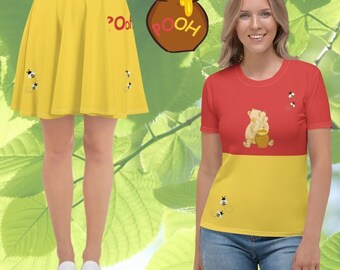 Winnie the Pooh, Pooh, Skater Skirt, T-Shirt, Shirt, Halloween Costume, Cosplay Outfit, Birthday Theme Party, Birthday Gift, Harajuku