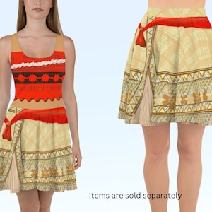 Moana Inspired Skater Dress & Skirt Halloween Costume Cosplay Dress and Skirt Gift for Her Birthday Gift Athletic Wear Running Costume Bound