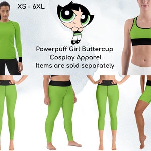 Anime Girls Buttercup Inspired Athletic Clothing, Yoga Leggings, Yoga Capris, Rash Guard, Sports Bra, Shorts, 90&#39;s Cartoon, Superhero ++Y