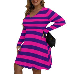 Alice in Wonderland Cheshire Cat Plus Size Dress Adult Halloween Costume image 2