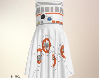 BB-8 Sleeveless Skater Dress: Star War Inspired Kid's Cosplay Costume