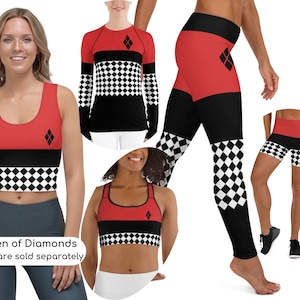 Queen of Diamonds Inspired Sports Clothing, Yoga Leggings, Halloween, Cosplay Outfit, Gift for Her, Birthday Gift, DC, Comics, Squad, Joker