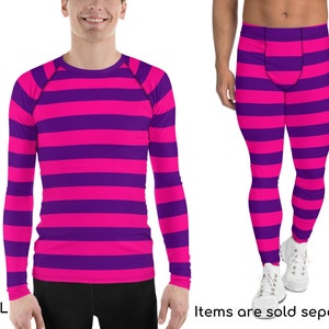 Cheshire Cat Men&#39;s Leggings, Meggings, Adult Halloween Costume for Men, Cosplay, Gift for Him, Alice in Wonderland, Mad Hatter Tea Party ++Y