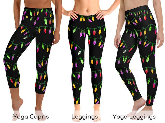 Christmas Lights Leggings, Yoga Leggings, Yoga Capris, Plus Size Yoga  Leggings, Christmas Present, Gift Idea 