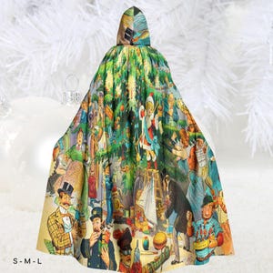 Weihnachten Umhang Umhang mit Kapuze Die Ankunft des Weihnachtsmannes Vintage Retro Litho Erwachsene Halloween Kostüm Cosplay Party Thema Unisex ++Y