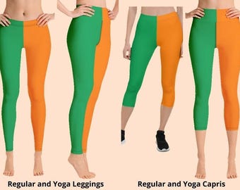 Irish Flag Leggings, St Paddys Day Yoga Pants, I