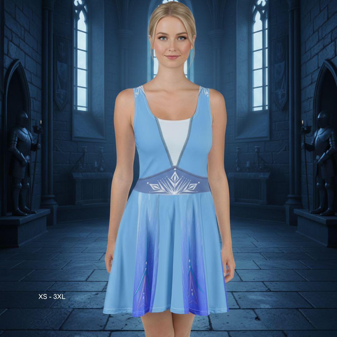 frozen blue dress for women Blue 1970s Solid Sequined Elsa Cape & Dress main image 1