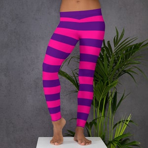 Cheshire Cat Inspired Leggings, Alice in Wonderland Leggings, Cosplay Costume, Running,  Halloween, Adult Halloween Costume, Gift for Her