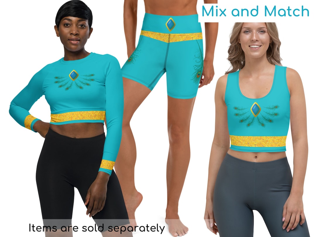 Jasmine Aladdin Inspired Sports Clothing Crop Top, Long Sleeve Crop Top ...