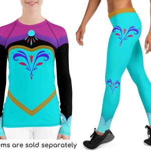 Frozen Elsa Inspired Women's Leggings & Rash Guard, Elsa, Half Marathon, Adult Halloween Costume, Cosplay Outfit, Gift for Her