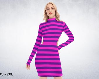 Cheshire Cat-inspirerad sexig klänning med ihålig midja, Alice i Underlandet, cosplay-dräkt,