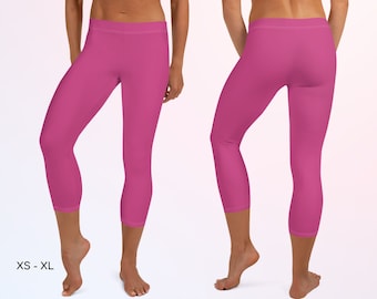 Pink Leggings, Aurora Pink Color, Capri Leggings, Yoga Pants, Gift for Her, Halloween, Cosplay, Sleeping Beauty