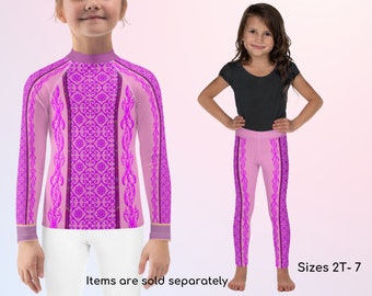 Rapunzel Tangled Kids Sports Set Rash Guard & Leggings Halloween Cosplay Gift for Her Birthday Gift Birthday Party Sun Protection