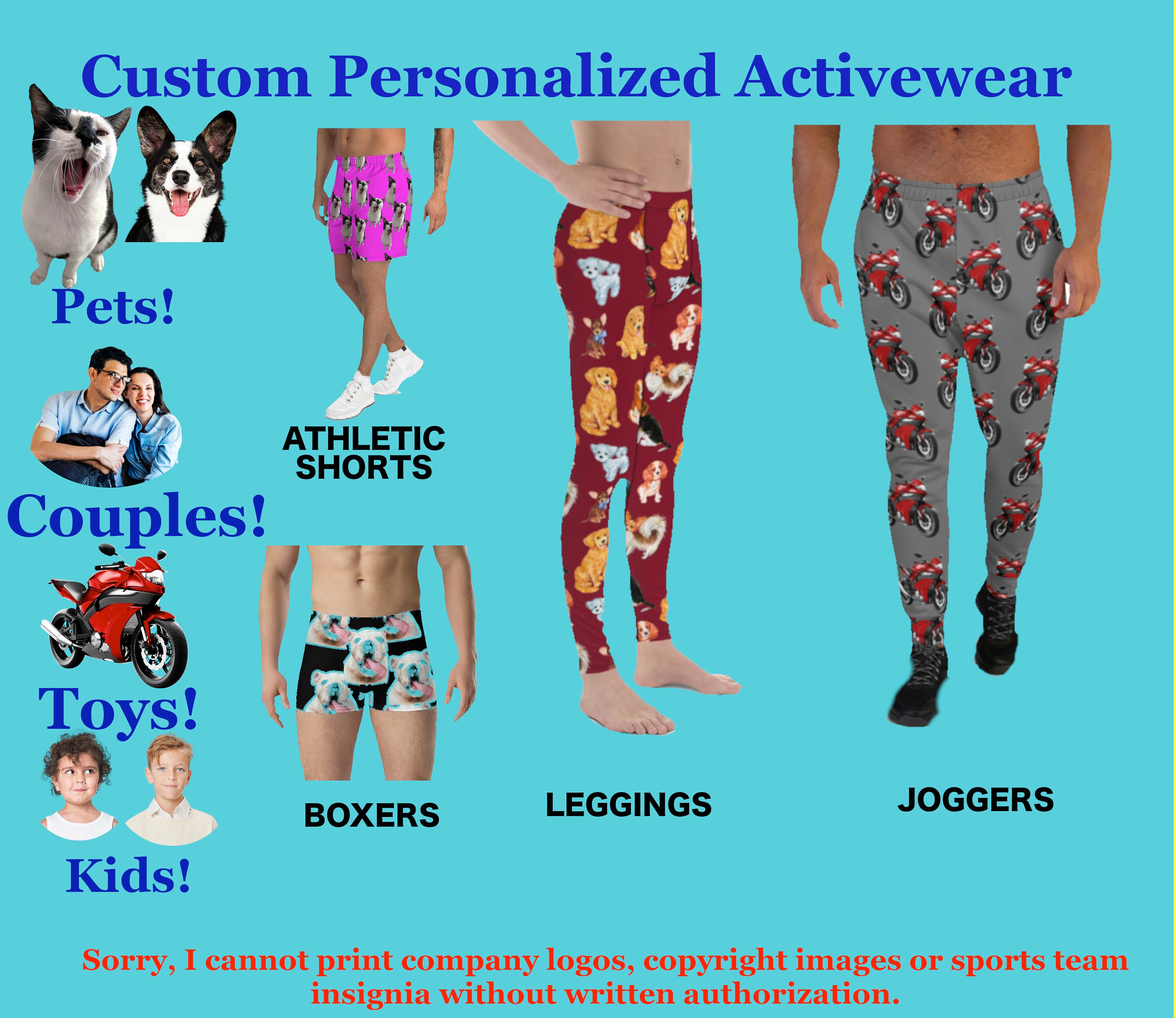Custom Man Leggings Athletic Workout Activewear Photo Meggings Etsy