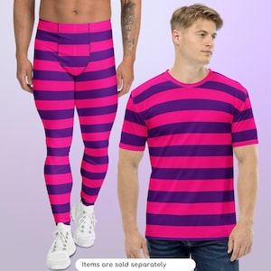 Cheshire Cat Men's T-Shirt & Leggings, Halloween Adult Costume for Men, Cosplay, Gift for Him, Alice in Wonderland, Mad Hatter Tea Party ++Y