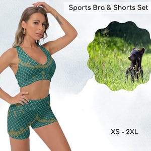Merida Brave Inspired Sports Bra & Sports Shorts Set, Honeycomb Fabric, Yoga Set, Cosplay Apparel, Halloween Costume, ++Y